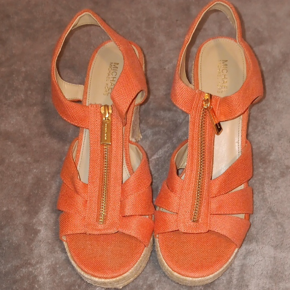 Michael Kors Wedge Sandals with Gold Zipper